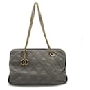 Chanel Gray Leather Shoulder Bag