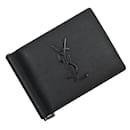 Portefeuille bi-fold en cuir noir Saint Laurent