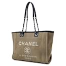 Chanel Chain Tote Bag Deauville Line Medium Canvas A67001