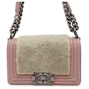 Borsa a spalla in pelle e pelliccia Chanel Boy