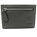 Fendi Gray Leather Card Case