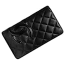 Portefeuille long bi-fold en cuir noir Chanel Cambon