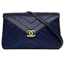 Chanel Navy Lambskin Chain Shoulder Bag