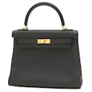 Sac à main Hermes Kelly 25 en cuir Togo noir - Hermès