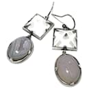 Bottega Veneta Women's Silver 925 Hoop Earrings with Chalcedony