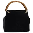 GUCCI Bamboo Hand Bag Suede Leather Brown Black 000 3444 0580 Auth ep4662 - Gucci