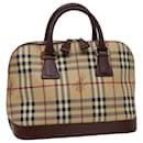 Bolsa de mão em PVC couro bege com estampa Nova Check da BURBERRY Auth yk13293 - Burberry