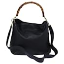 GUCCI Bamboo Hand Bag Leather 2way Black 000 1448 1638 Auth 79317 - Gucci