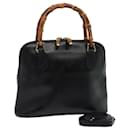 Sac à main en cuir GUCCI Bamboo 2 voies noir 000 122 0290 Auth 80072 - Gucci