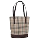 Borsa tote in tela beige con motivo Nova Check di BURBERRY Auth yk13282 - Burberry