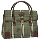 Burberrys Nova Check Hand Bag PVC Leather Green Auth 81321 - Autre Marque