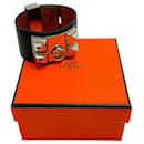 Hermes Black / Silver Collier de Chein Leather Bracelet - Hermès