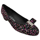 Salvatore Ferragamo Black / Pink Multi Bow Detail Paint Splattered Shoes