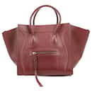 CELINE Smooth Leather Medium Phantom Luggage Handbag in Burgundy - Céline