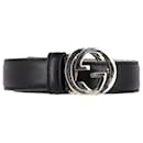 Gucci Interlocking GG Buckle Belt in Black Leather