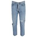 Jeans strappati Saint Laurent in cotone azzurro