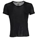 Camiseta de cuello redondo de manga corta en algodón negro Saint Laurent