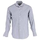 Camisa listrada Brunello Cucinelli azul em algodão azul claro