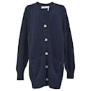 Chloe Generous V-Neck Button Down Cardigan in Navy Blue Cashmere - Chloé