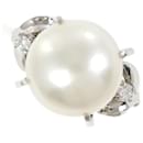 PT850 Platinum Ring with 12mm Pearl and Diamond in Great Condition - Autre Marque