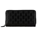 Gucci Black Guccissima Zip Around Leather Wallet