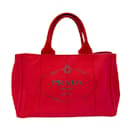 Prada Canapa Red Canvas Handbag Tote