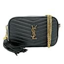 Bolso de hombro de cuero negro Saint Laurent