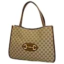 Bolsa tote Gucci em canvas GG marrom com ferradura