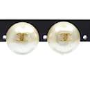 Chanel Fake Pearl Coco Mark Clip Earrings