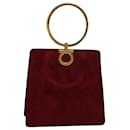 Salvatore Ferragamo Gancini Hand Bag Suede Red Auth 80223