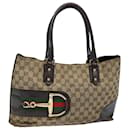 GUCCI GG Canvas Web Sherry Line Horsebit Tote Bag Beige Red 137385 Auth 80847 - Gucci