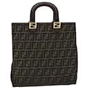 FENDI Zucca Canvas Handtasche braun schwarz Auth yk13327 - Fendi