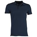 Tom Ford Button-Up Polo Shirt in Navy Blue Cotton