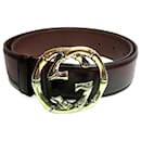 Gucci Leather and Plated Bamboo Buckle Belt 114868 Size 85/34 in Good Condition - Autre Marque