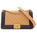 Chanel Braun Mittel Bicolor Lammleder Boy Flap