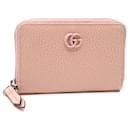 Carteira bi-fold de couro rosa Gucci