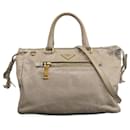 Prada Gray Leather Tassel Handbag