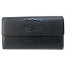 Chanel Coco Mark Long Wallet in Black Caviar Leather