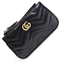 Porta-moedas de couro preto Gucci GG Marmont