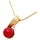 Collier en corail rouge avec diamant de 0,04 ct Pola K18 - Autre Marque