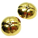 Chanel Coco Mark Metal Gold Clip Earrings