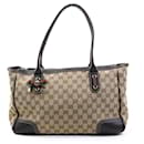 Gucci Beige and Brown GG Canvas Leather Shoulder Bag