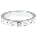 Bague en or blanc avec double logo Bvlgari et diamants - Bulgari