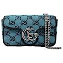 Bolso de hombro de lona azul Gucci GG Marmont