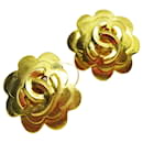 Chanel Coco Mark Metal Gold Clip Earrings