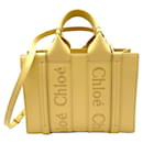 Chloé WOODY Petit Sac Fourre-Tout en Cuir de Veau Jaune