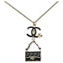 Chanel Black Gold Plated Necklace with Clover Motif