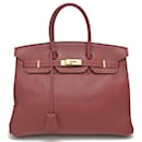 Bolso Hermès Birkin 35 en cuero Togo color bermellón