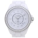 Relógio de pulso masculino Chanel J12 com bezel de diamante