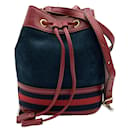 Bolso de Hombro de Ante y Cuero Azul Marino Gucci